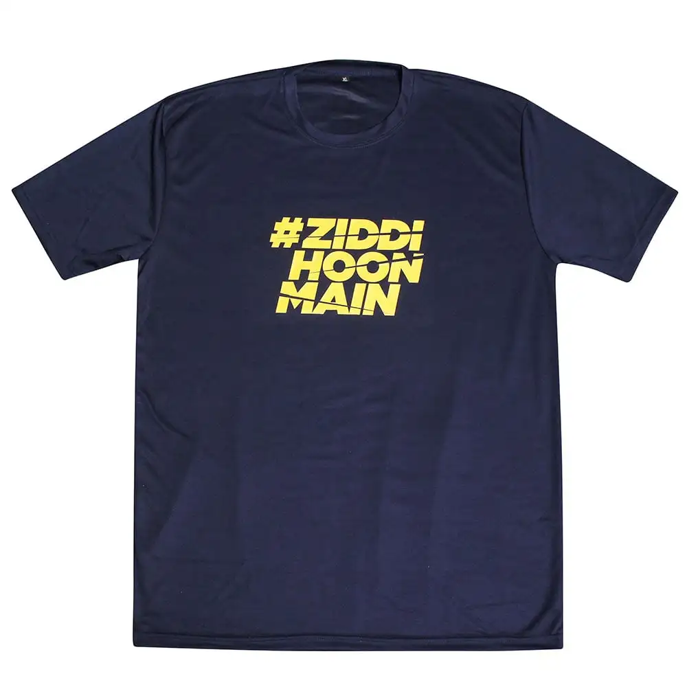 MuscleBlaze T-Shirt Ziddi Hoon Main,  Dryfit Blue  XL