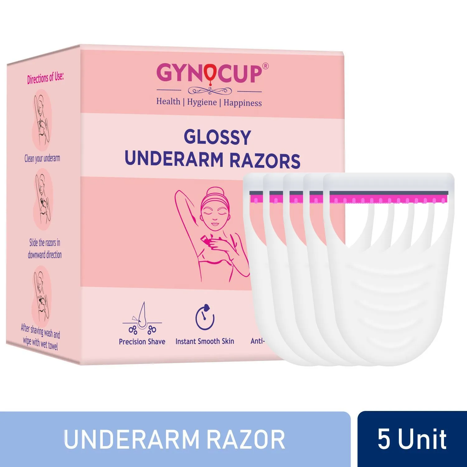 GynoCup Underarm Hair Removal Razor For Women (Pack Of 5)