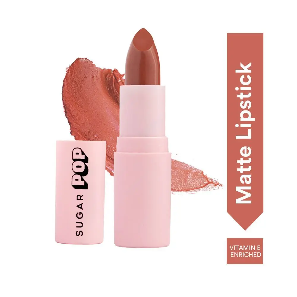 SUGAR POP Matte Lipstick - 04 Caramel (Peachy Brown) a€“ 4.2 gm a€“  matte Texture & Non-drying Formula l Lipstick for Women