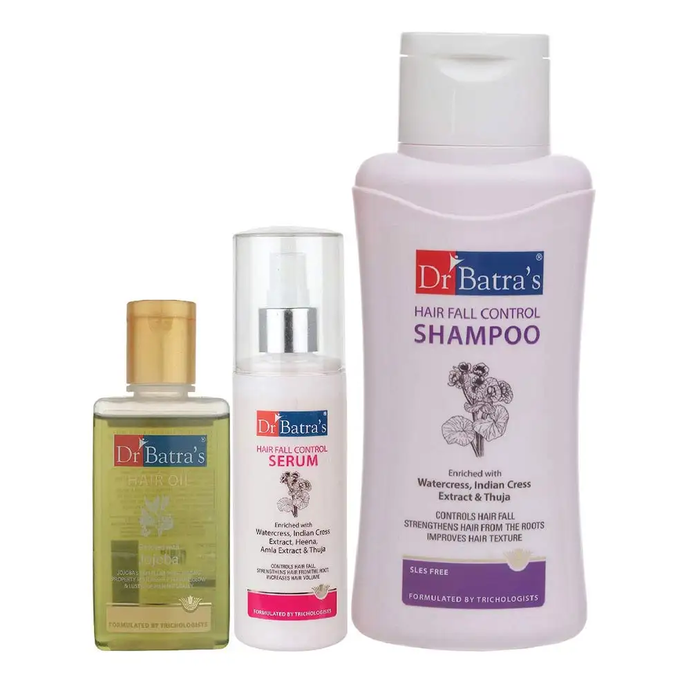 Dr Batra's Hair Fall Control Serum -125 ml, Shampoo - 500 ml & Hair Oil - 100 ml Combo,  3 Piece(s)/Pack  Hair Care