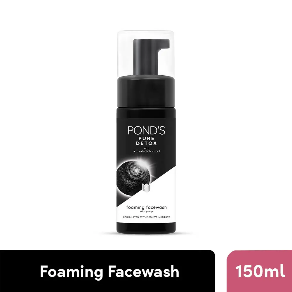 Pond's Pure Detox Foaming Brush Facewash for Clear Glow, Gentle Exfoliation, Deep Clean, All Skin Types, 150 ml