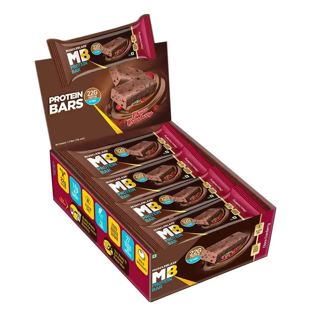 MuscleBlaze Protein Bar (22g Protein) OP,  12 bar(s)  Choco Cranberry