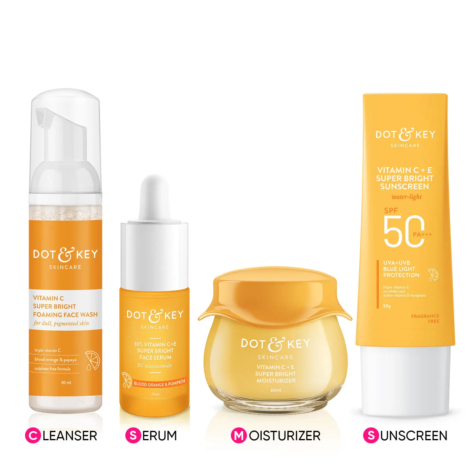 Dot & Key CSMS Vitamin C Bestseller Combo | Cleanser, Serum, Moisturizer, Sunscreen