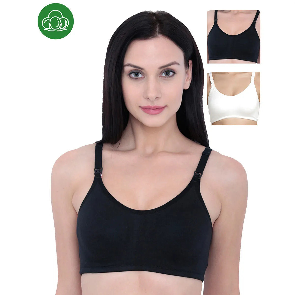 Inner Sense Organic Antimicrobial Soft Nursing Bra Pack of 3 - Multi-Color (32C)