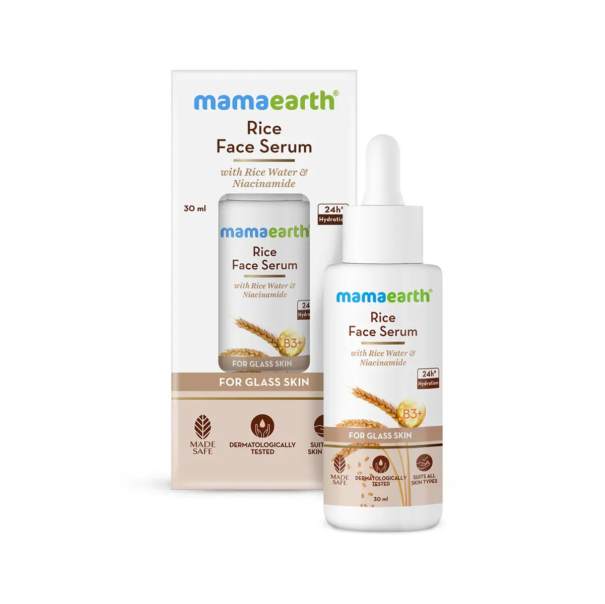 Mamaearth Rice Face Serum for Glowing Skin With Rice Water & Niacinamide for Glass Skin (30 ml)