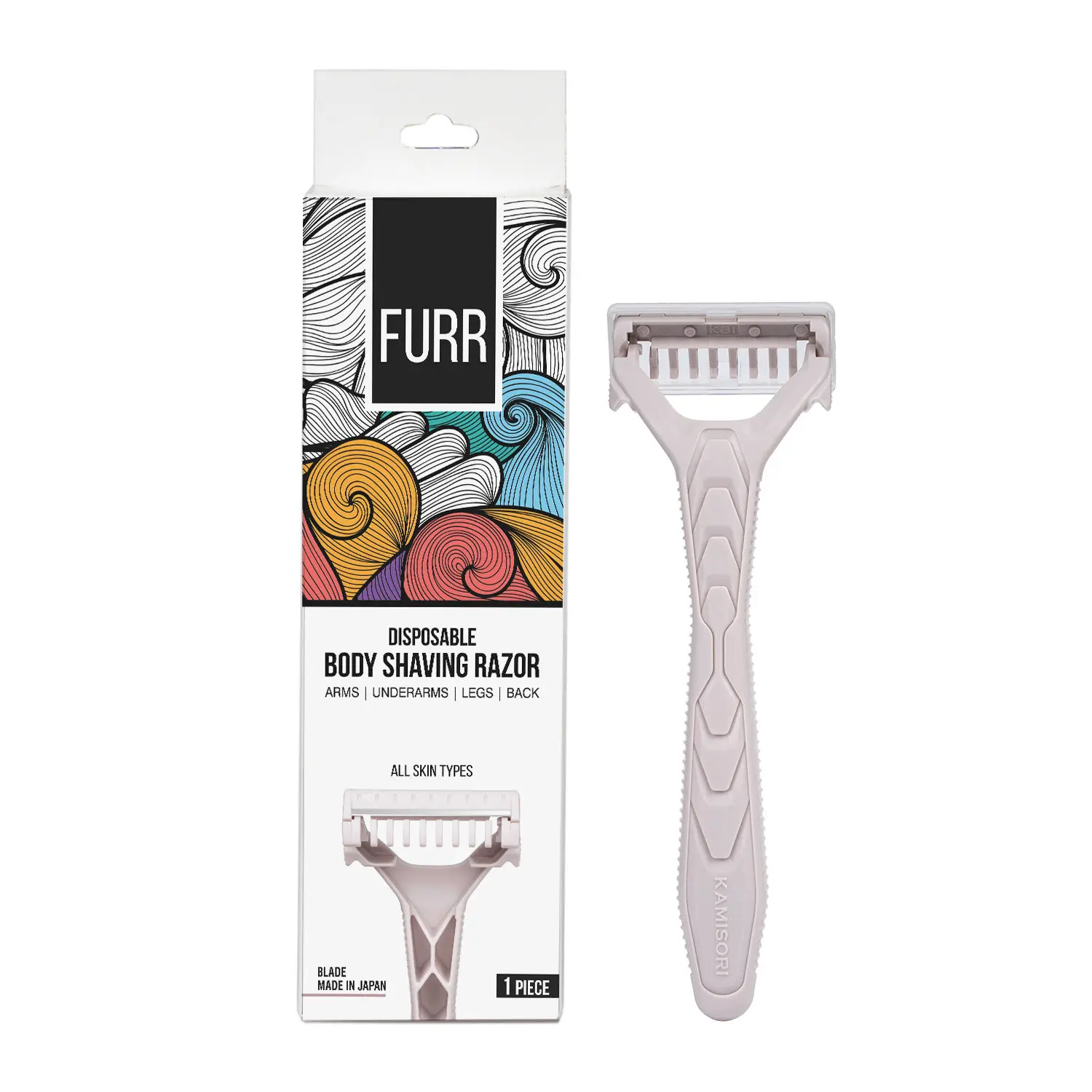 FURR Disposable Body Hair Removal Shaving Razor | Gentle On Skin | No Cuts & Bumps | Anti-slip Grip | Safety Guard | Painless Body Hair Removal With Aloe Vera and Vitamin E Padding | Pack Of 1