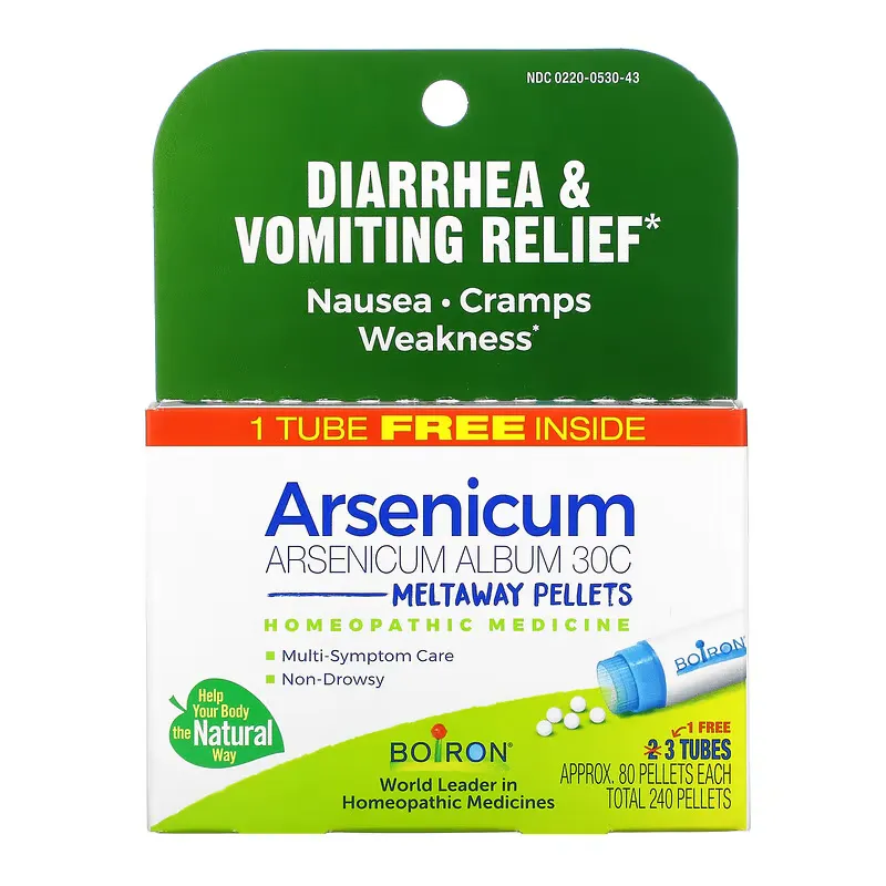 Arsenicum, Diarrhea & Vomiting Relief, Meltaway Pellets, 30C, 3 Tubes, 80 Pellets Each