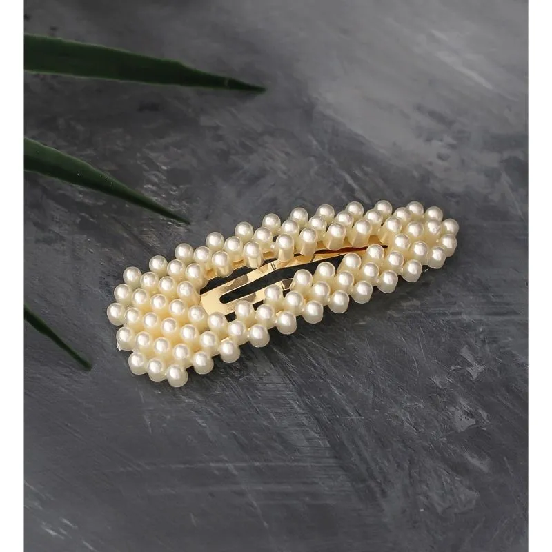 Bellofox Off-White Beaded Tic Tac Hair Clip