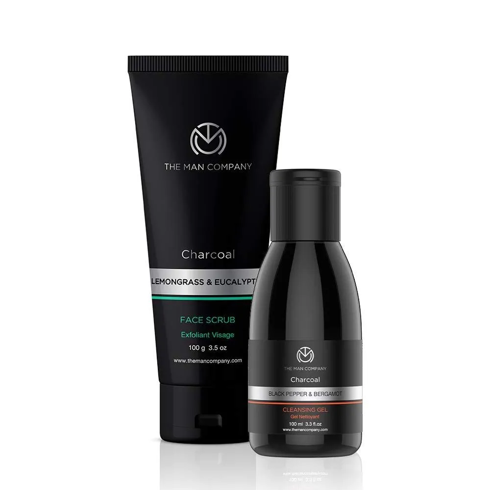 The Man Company Charcoal Cleansing Duo (Charcoal Face Scrub + Charcoal Cleansing Gel)