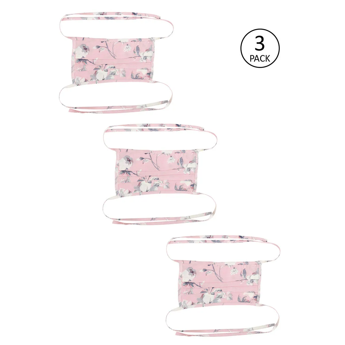 Tossido 100% Pure Cotton Premium Drawstring Masks Pack of 3 - Pink