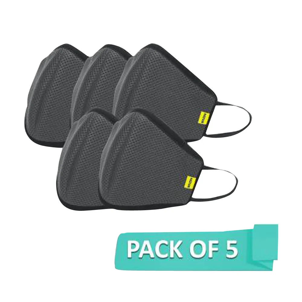 Nova Hexa Shield Reusable Outdoor Protection Mask 1085/003 Free Size - Pack of 5 (Grey)(5Pcs)