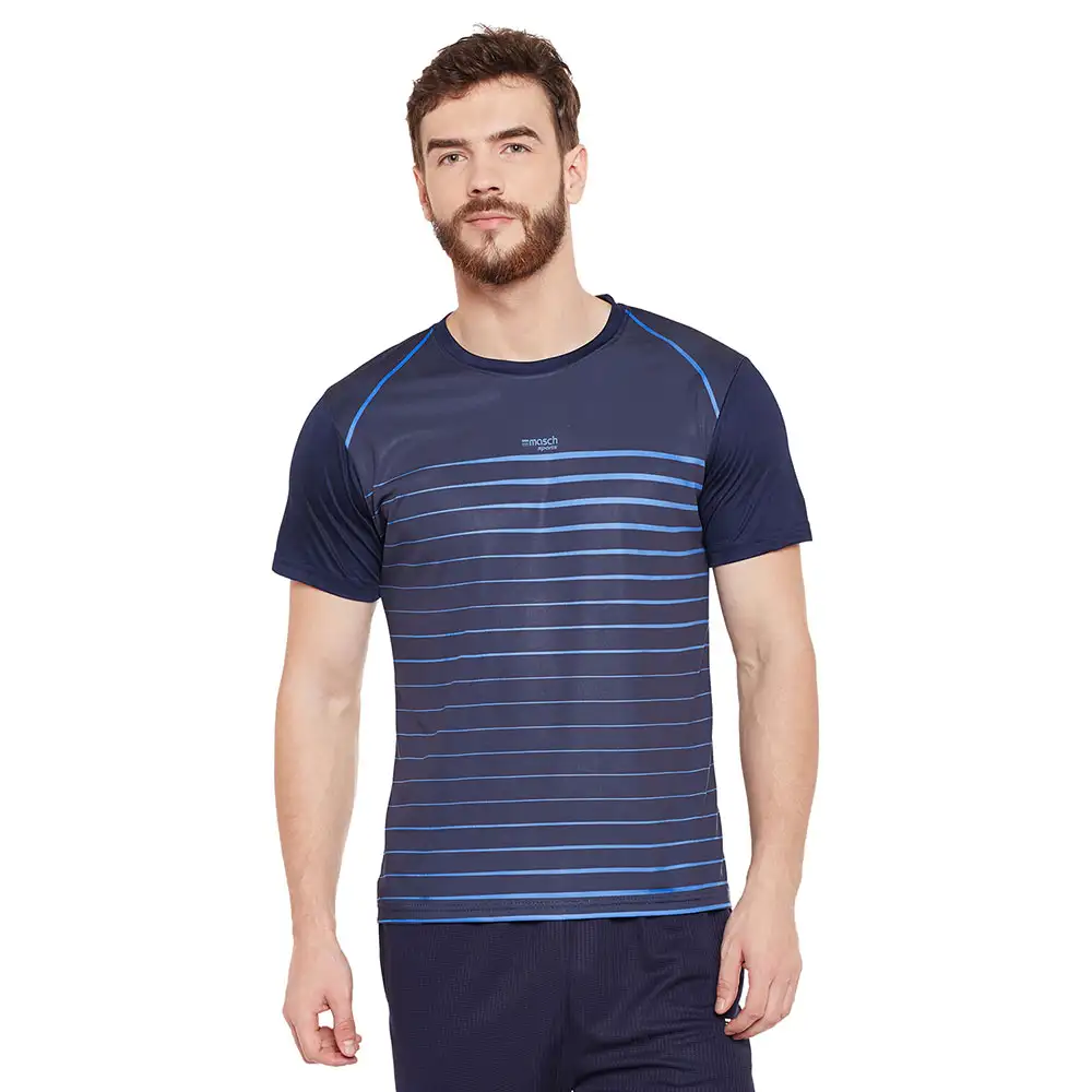 Masch Sports Mens Regular Fit Polyester Active T Shirt (MSTS1017 HSP FLNB),  Navy Blue  XXL