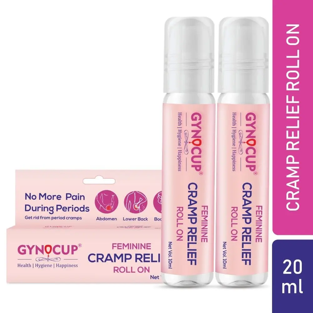 GynoCup Feminine Cramp Relief Roll On (20 ml) with Ayurveda Ingredients (Periods, Lower Back Pain & Body Pain) | Instant relief from period pain | Enriched with herbal oils