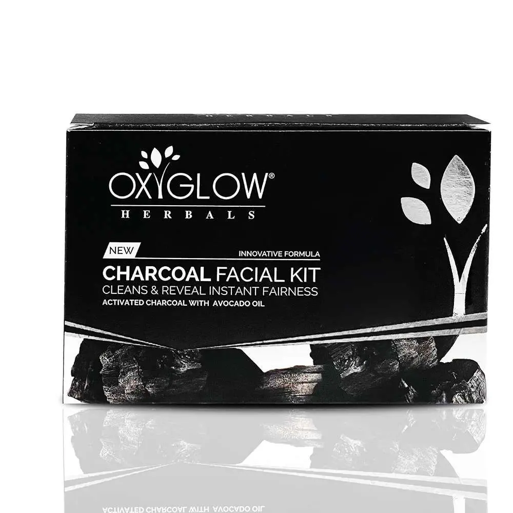OxyGlow Herbals Charcoal Facial Kit,50g,Deep clean,soothe,hydrate skin