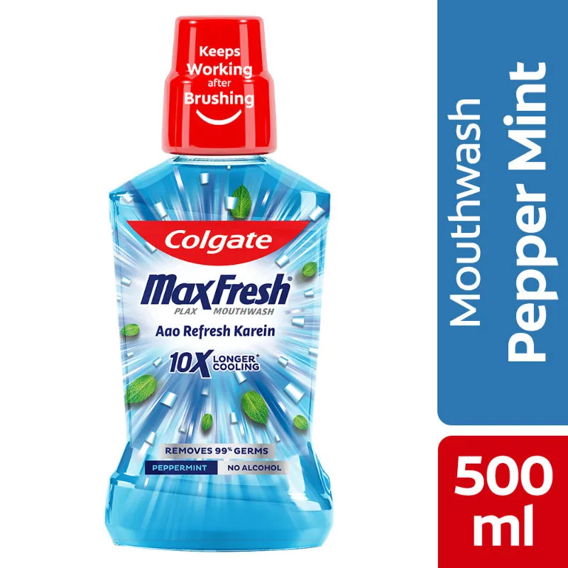 Colgate Maxfresh Plax Antibacterial Mouthwash, Pepper Mint