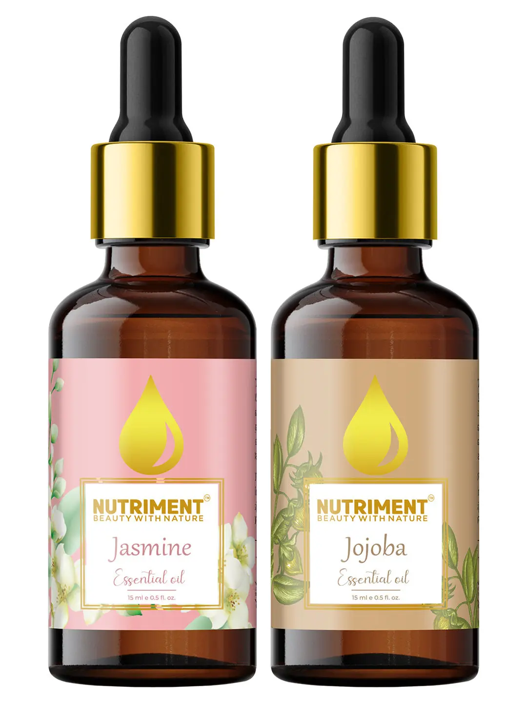 Nutriment Jojoba & Jasmine Essential Oil, 15ml Each (Pack of 2)