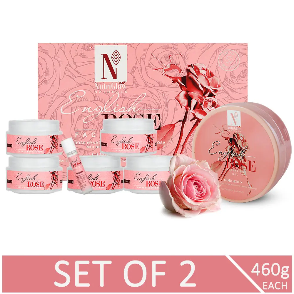 NutriGlow NATURAL'S English Rose Skin Care Combo : Facial Kit (260 gm) & Hydrating Gel (200 gm) For Deep Nourishment