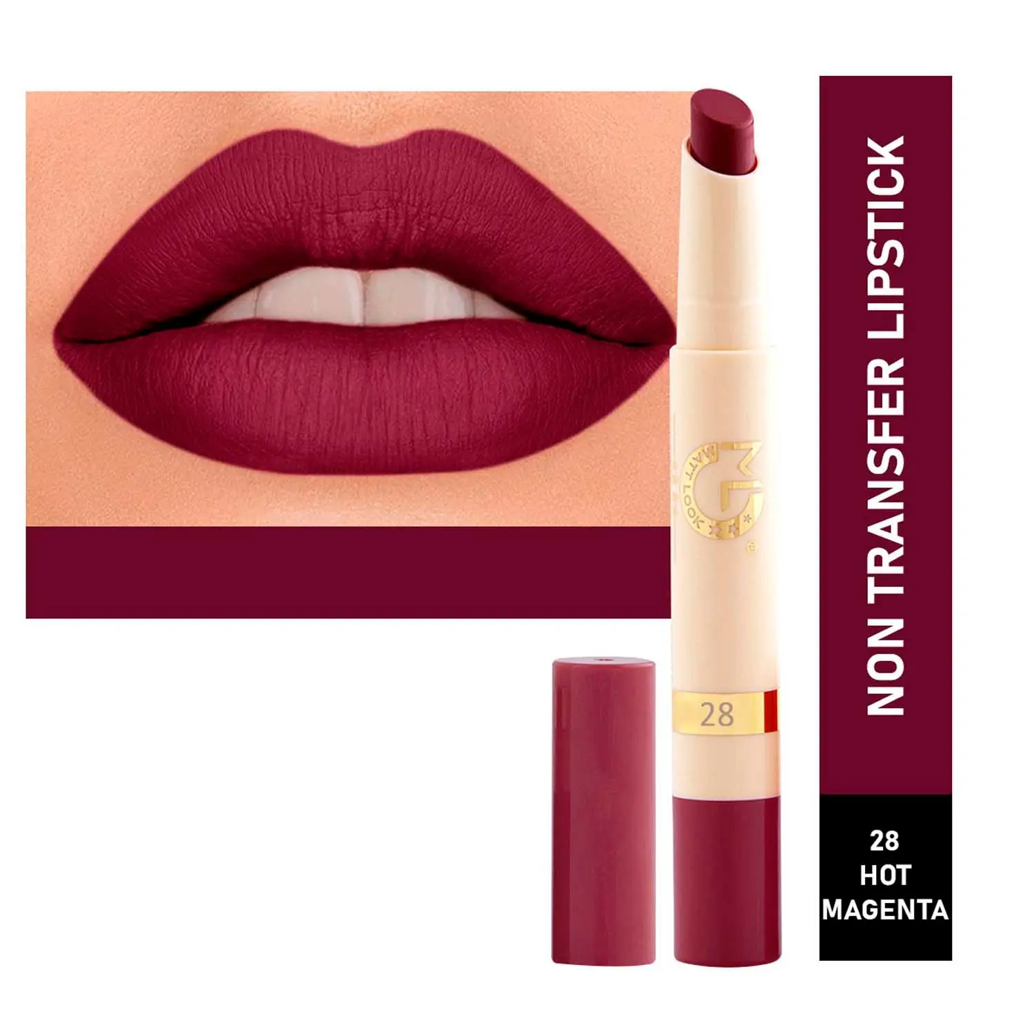 Matt look Velvet Smooth Non-Transfer, Long Lasting & Water Proof Lipstick, Hot Magenta (2gm)