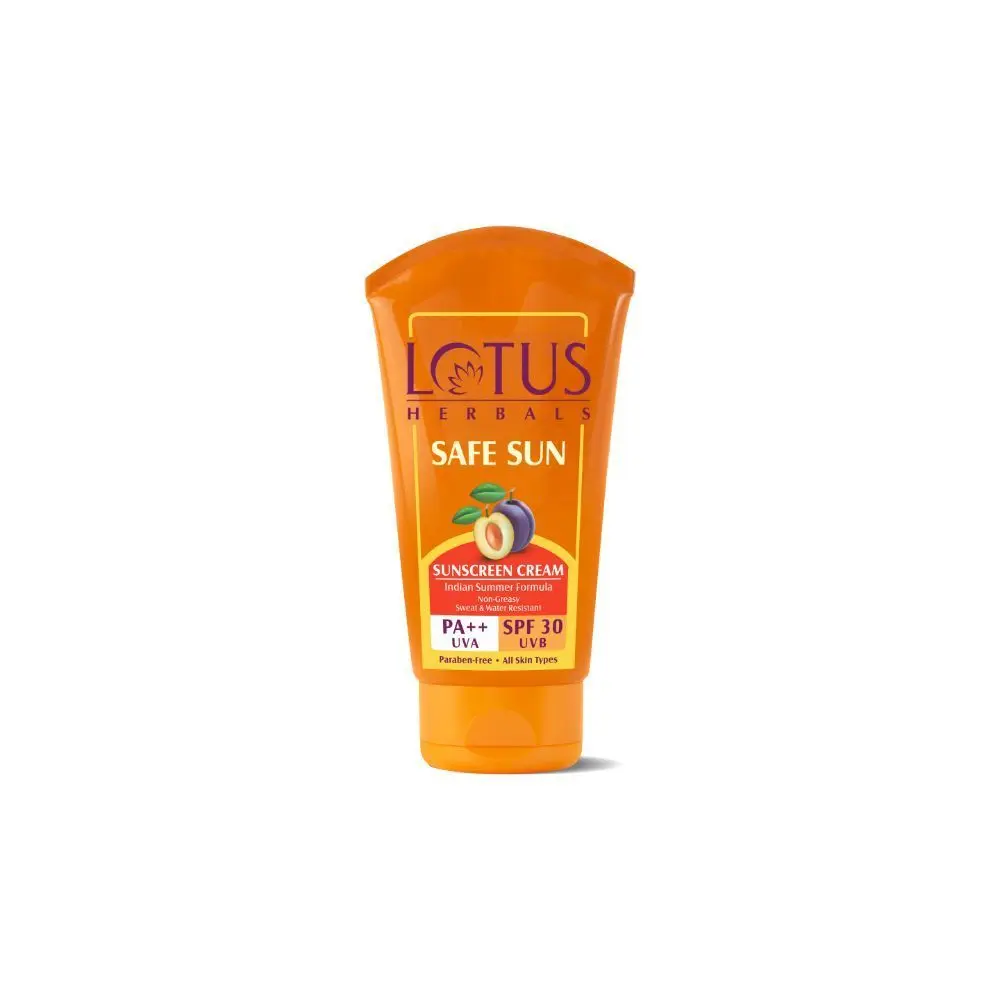 Lotus Herbals Safe Sun Sunscreen Cream - Indian Summer Formula | SPF 30 | PA++ | Non-Greasy | Sweat & Water Resistant | 100g