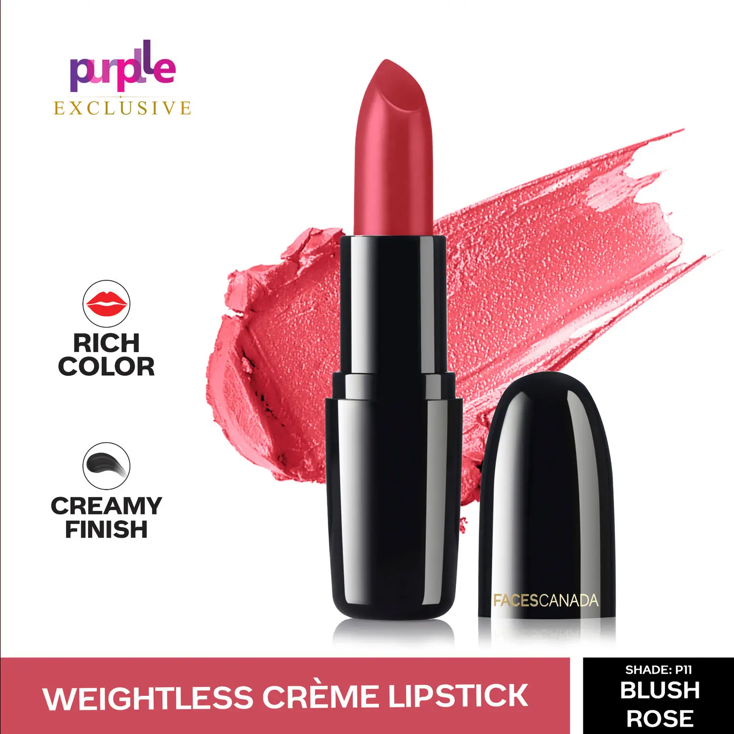 Faces Canada Weightless Creme Finish Lipstick Blush Rose P11 (4 g) - Exclusively on Purplle