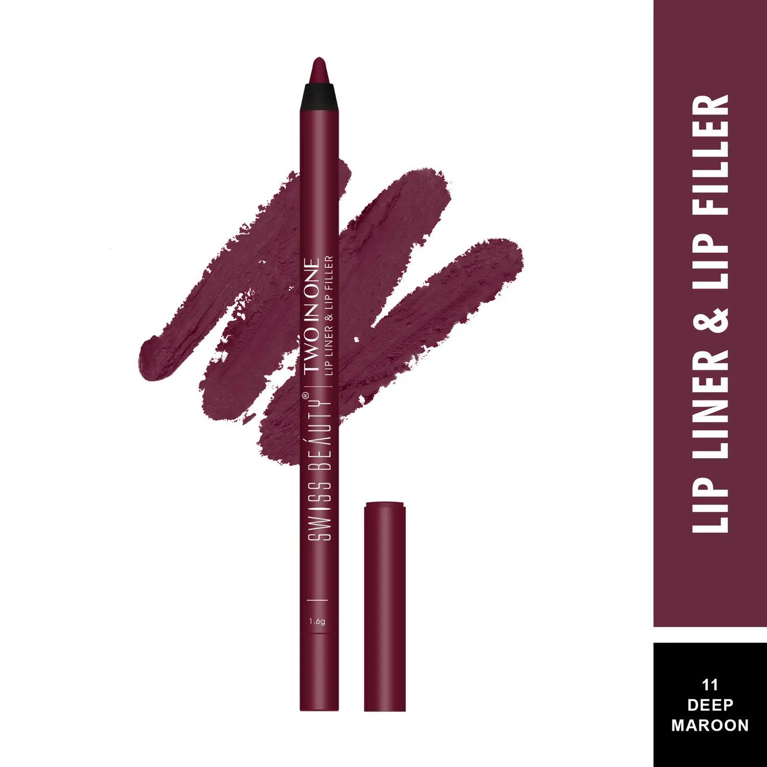 Swiss Beauty Two in One Lip Liner & Lip Filler Deep Maroon 11