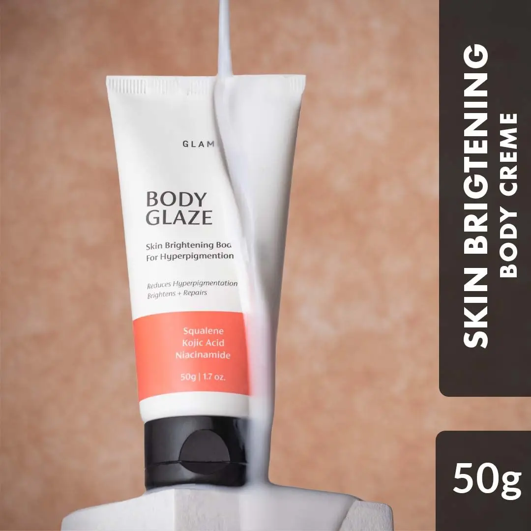 Glamrs Body GLAZE Skin Brightening Body Cream For Hyperpigmentation Control - Squalene Kojic Acid Niacinamide (50g)