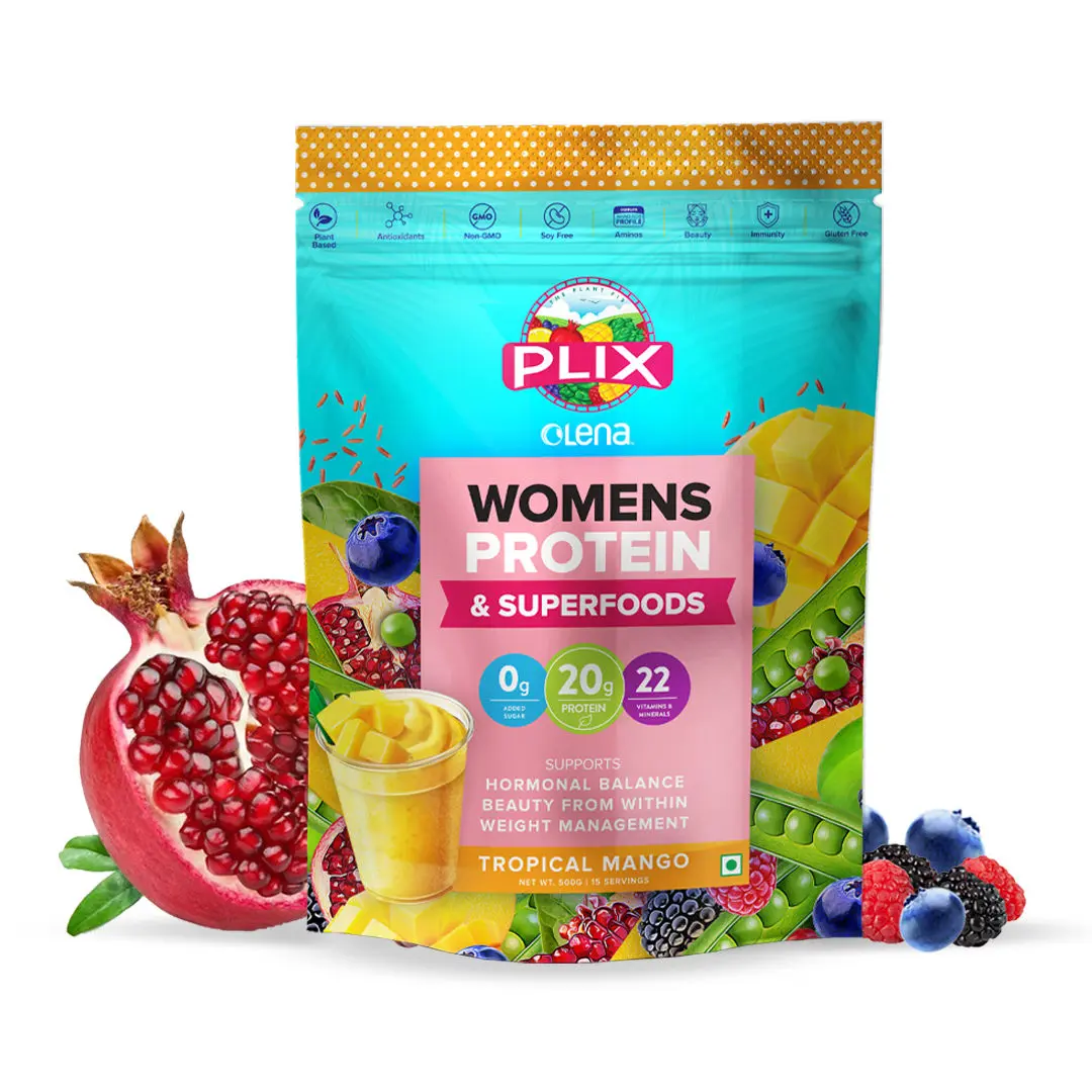 PLIX Women's Protein Powder For Hormonal Balance | 500g Pack Of 1 (Mango) | Aids Weight Management | Helps Prevent PCOS | Promotes Healthy Hair And Skin