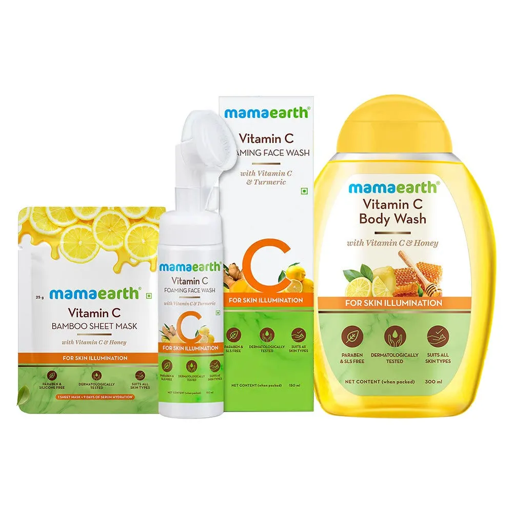 Mamaearth Vitamin C Sheet Mask With Foaming Face Wash & Body Wash