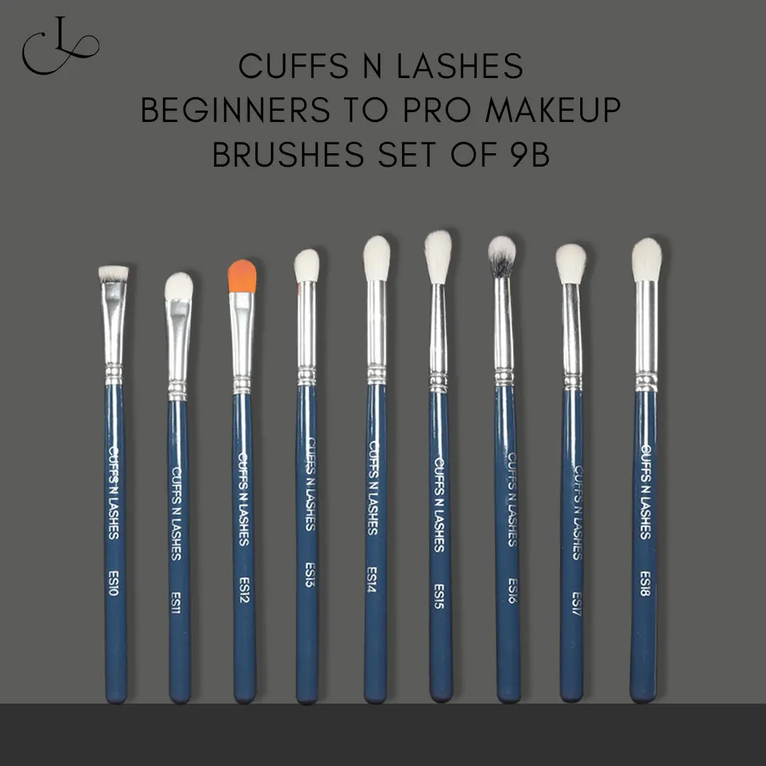 Cuffs N Lashes Makeup Brushes, The ULTIMATE Eye Brush set | Eye Makeup Brushes for Beginners to Pro, Set of 9(B)