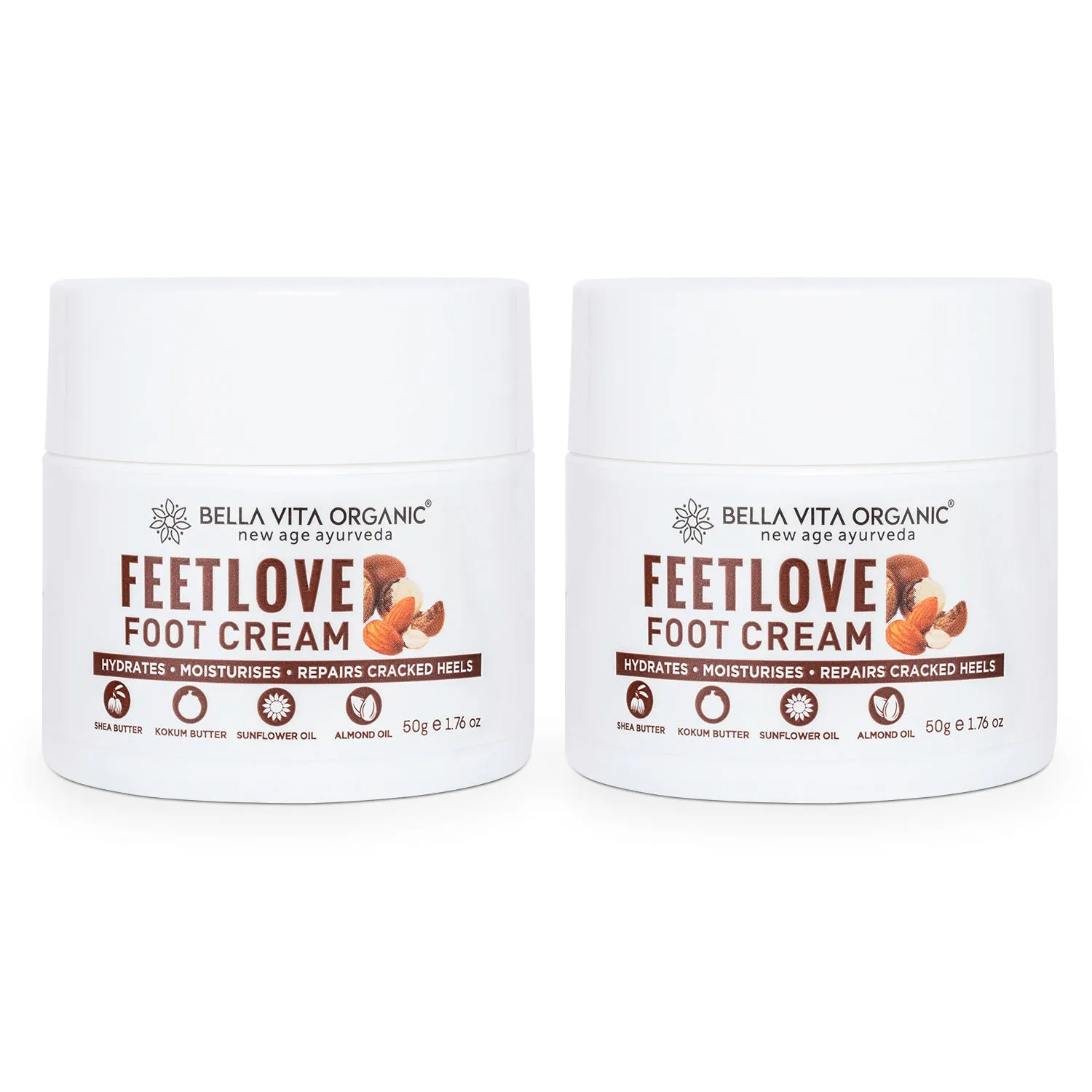 Bella Vita Organic Feet Love Foot Creme for Crack Heels & Dry Feet - Pack of 2