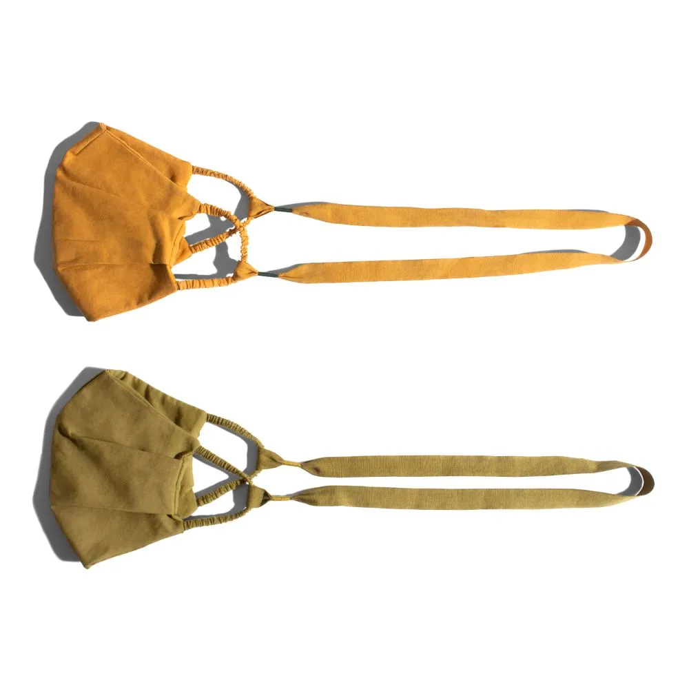 DailyObjects Green And Yellow String Mask Handcrafted From Organic Cotton Fabric With 4-layer Safety