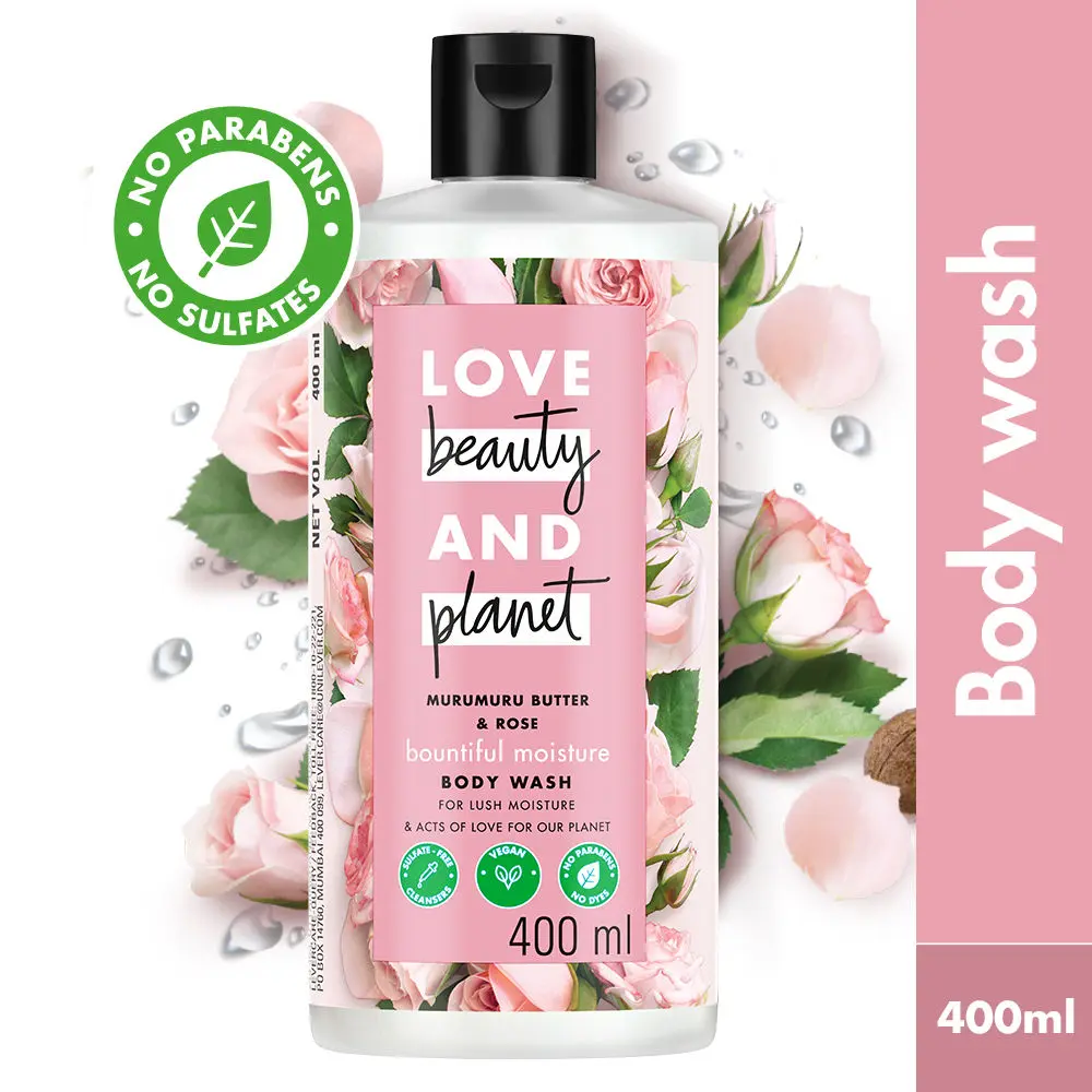 Love Beauty & Planet Natural Murumuru Butter and Rose Sulfate Free Body Wash, 400 ml