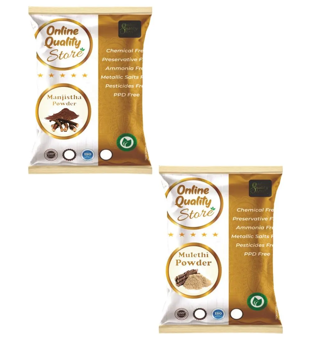 Online Quality Store Manjistha-Mulethi Face Pack- Manjistha Powder for skin whitening and Mulethi Powder for de-Pigmentation-50 gm each{Majistha_Mulethi_50g}