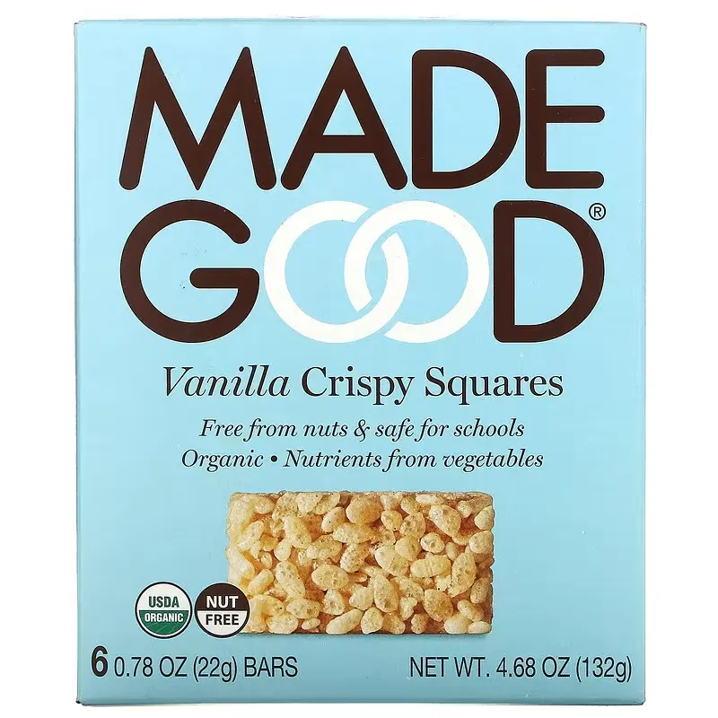 Crispy Squares, Vanilla, 6 Bars, 0.78 oz (22 g) Each