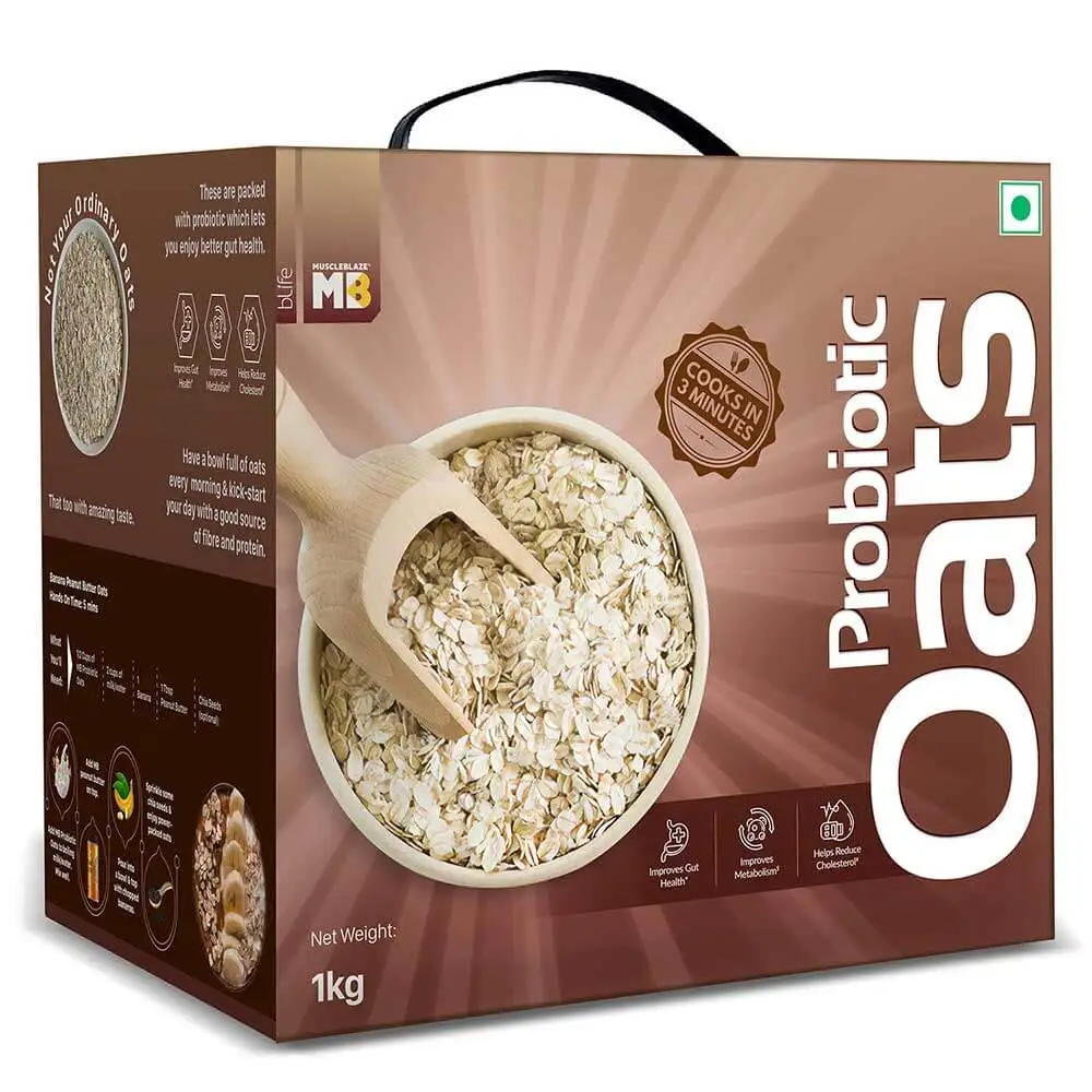 MuscleBlaze Probiotic Oats OP,  1 kg  Unflavoured