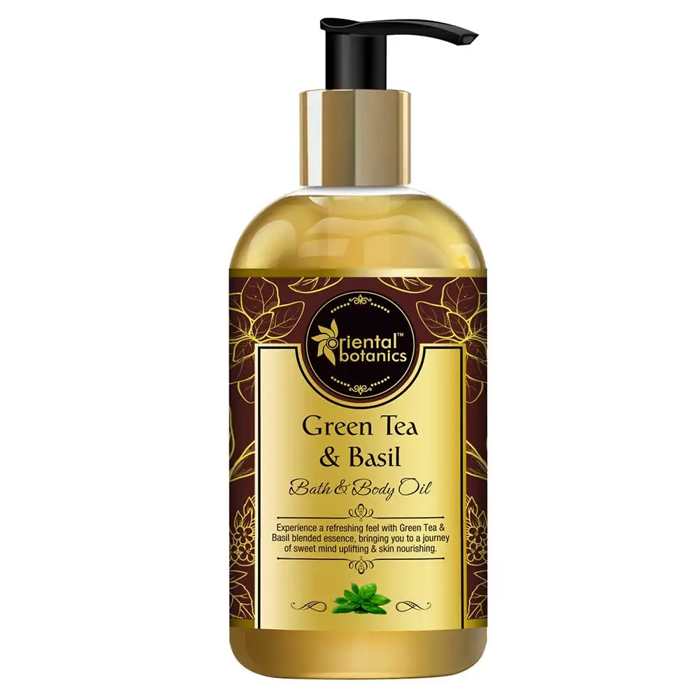 Oriental Botanics Bath & Body Oil,  200 ml  Green Tea & Basil