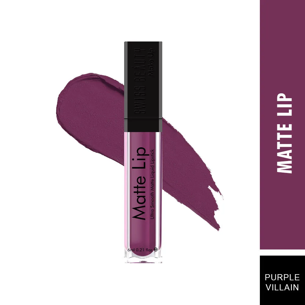 Swiss Beauty Matte Lip Ultra Smooth Matte Liquid Lipstick - 26 Purple Villain