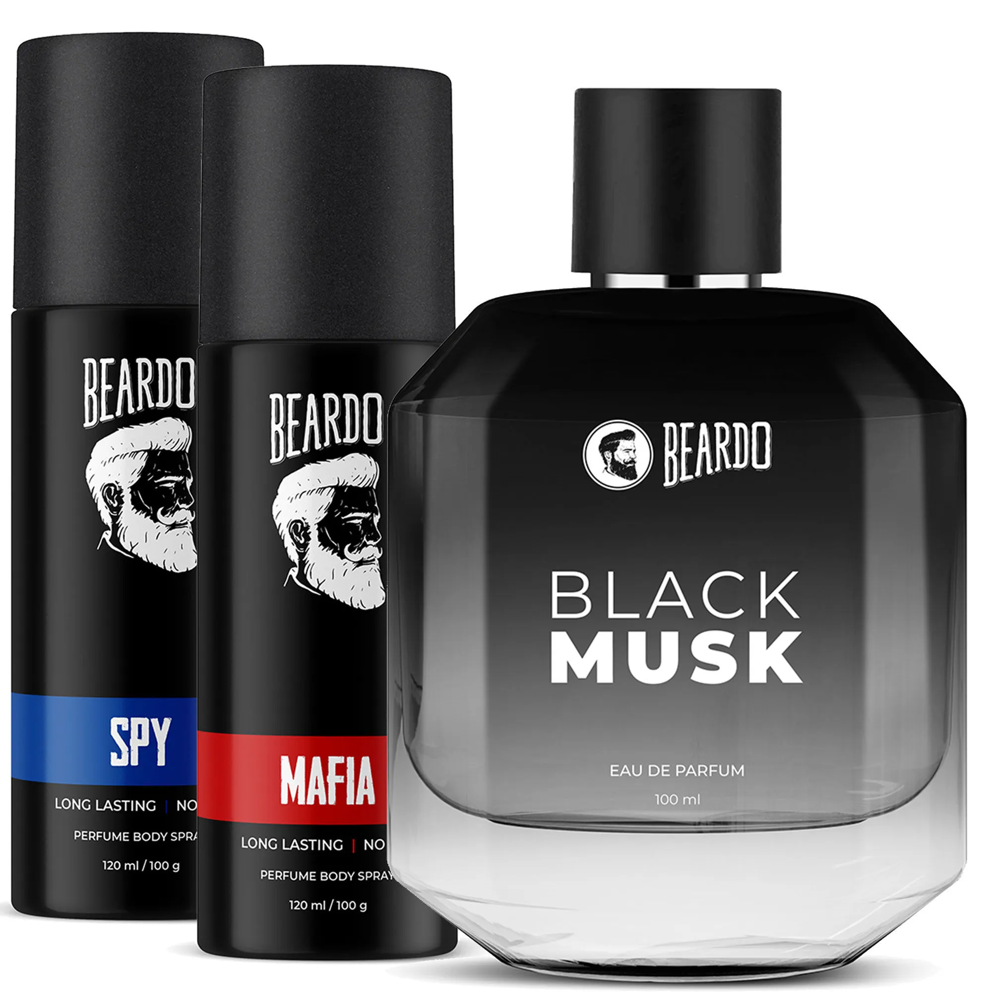 Beardo Black Musk Eau de Parfum (EDP) and Mafia + Spy Body Spray Perfume pack of 3