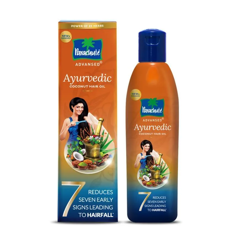 Parachute Advansed Ayurvedic Coconut Hair Oil,Hair fall control,Reduces Dandruff & Split End