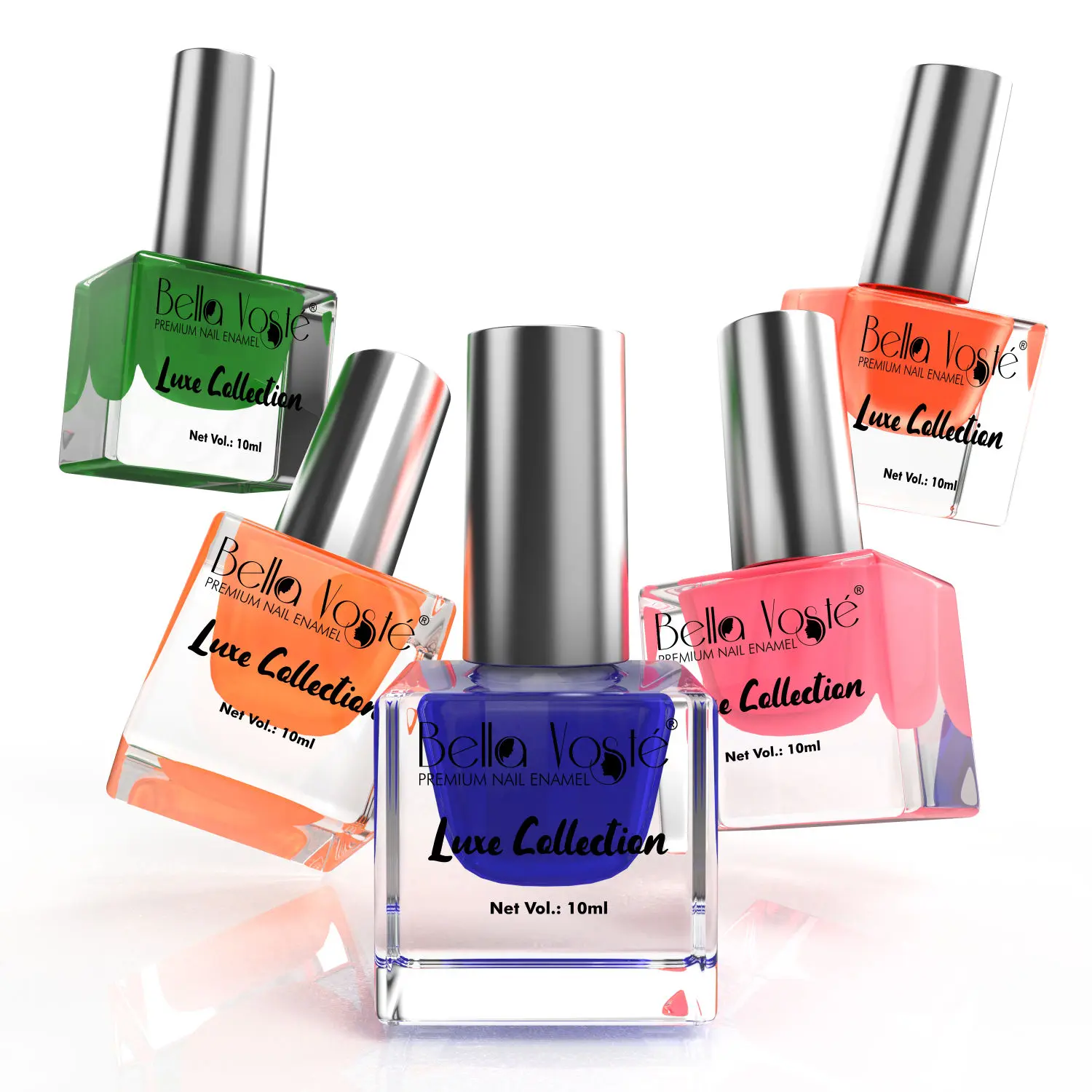 Bella Voste Profesional Neon Nail Polish Combo Set of 5 Pcs, Bright English Colors, Quick Drying, Long Lasting, Cruelty Free, Paraben & Toxic Free, Bold Vibrant & Ultra Trendy…