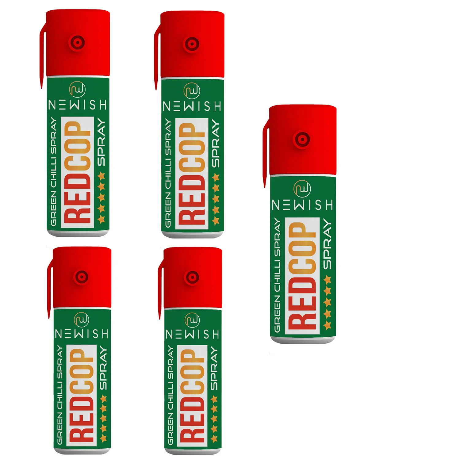 Newish Powerful Self Defence Green Chilli Pepper Spray For Protection & Safety (Pack of 5) For Men & Women 55ml / 35gms