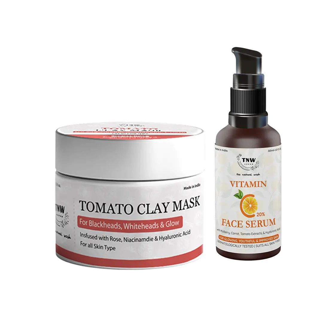 Combo of 2- Tomato Clay Mask 50gm + Vitamin C Face Serum 30ml