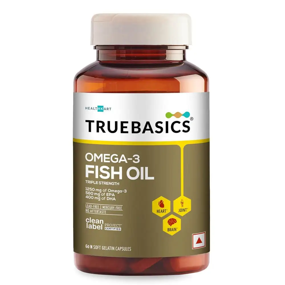 TrueBasics Fish Oil with 1250mg Omega-3 560mg EPA 400mg DHA,  60 capsules