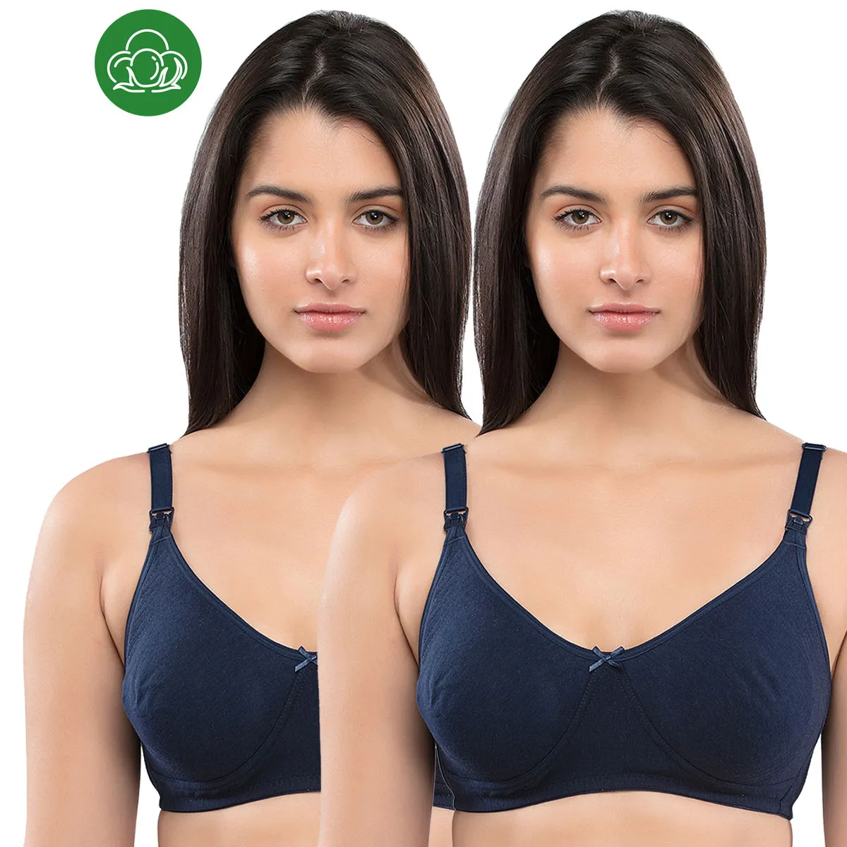 Inner Sense Organic Cotton Antimicrobial Nursing Bra Pack of 2 - Blue (42C)