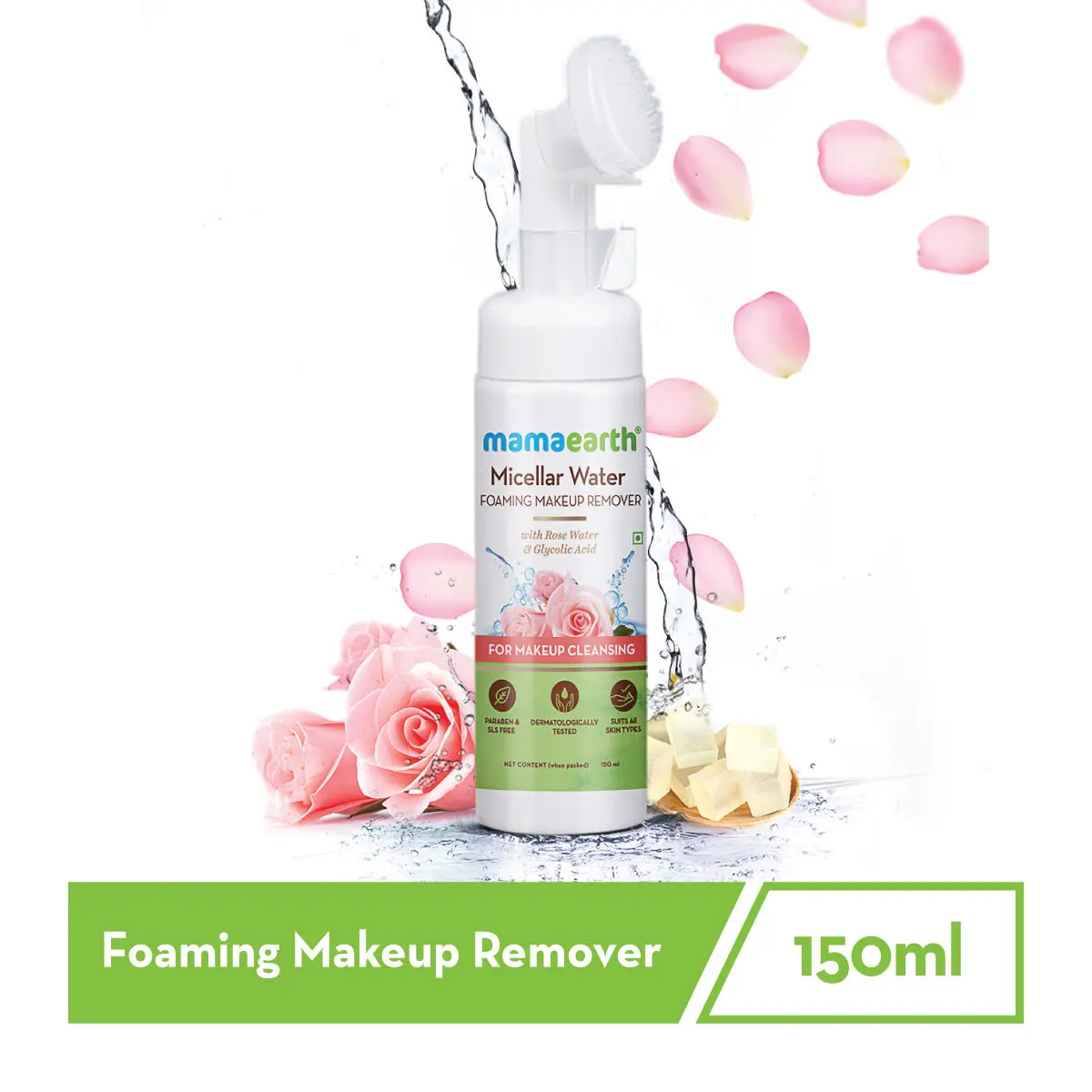 Mamaearth Micellar Water Foaming Makeup Remover with Rose Water & Glycolic Acid for Makeup Cleansing