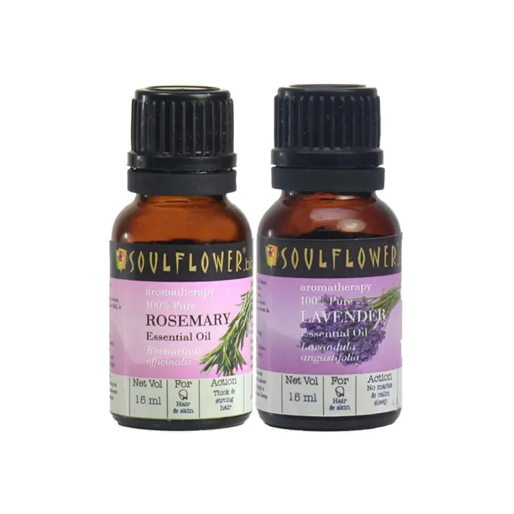 Soulflower Essential Oil Rosemary Lavender Oil for Hair Skin & Face