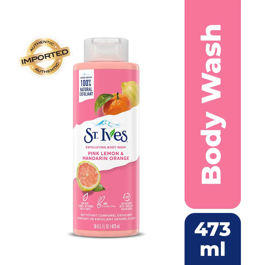 St. Ives Exfoliating Body Wash| Pink Lemon & Mandarin Orange extracts |Shower gel For Women|100% Natural Extracts | Cruelty Free | Paraben Free |650ml