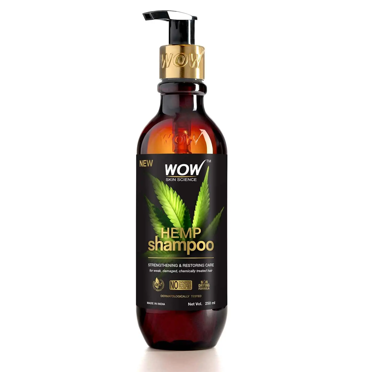 WOW Skin Science Hemp Shampoo for Strengthening and Restoring Hair - For Dry & Stressed Scalp - 250ml