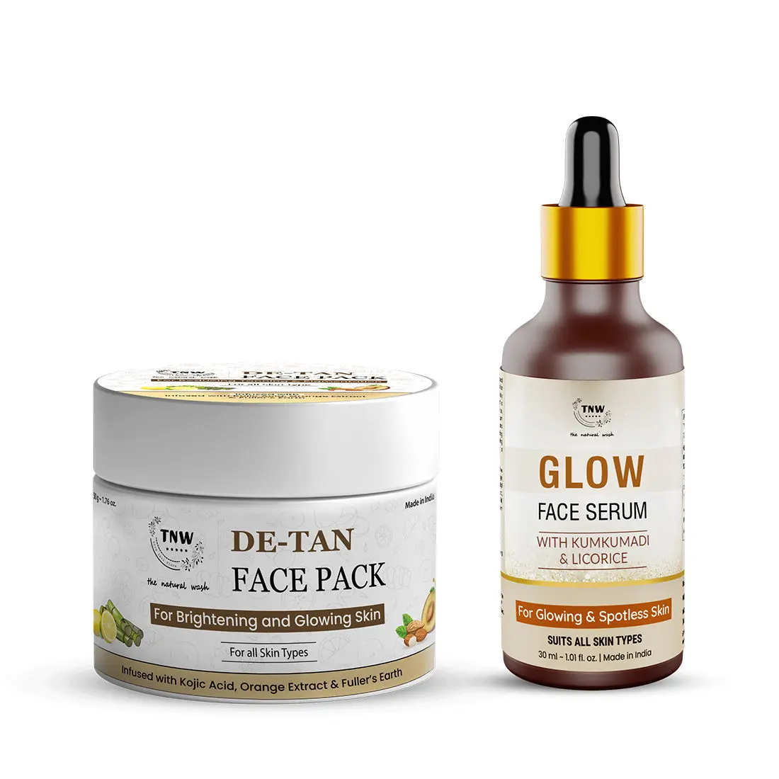 Combo of 2- De Tan Pack (Ready To Use) 50gm & Glow Face Serum 30ml