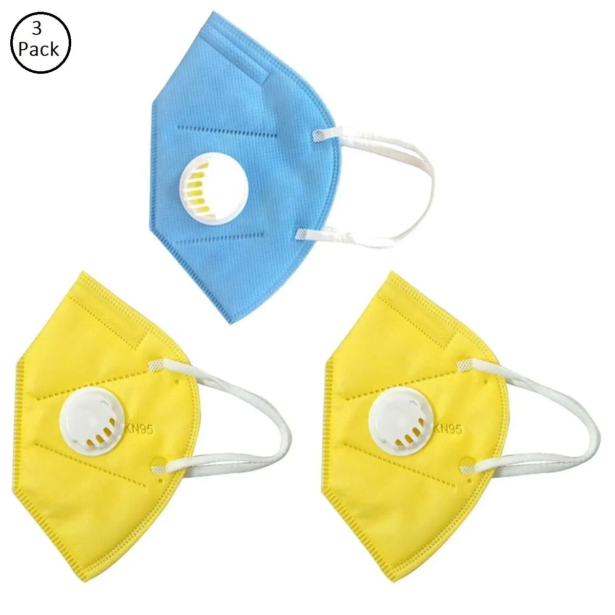 OOMPH Pack of 3 Anti-Pollution Reusable 5 Layer Mask - Yellow Blue Yellow